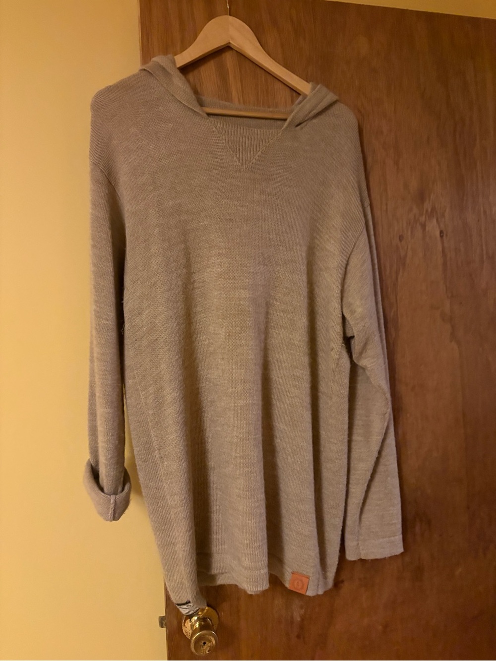 Paka Unisex Soft Cozy Royal Alpaca Blend Handmade The Hoodie Pebble Tan Size XL